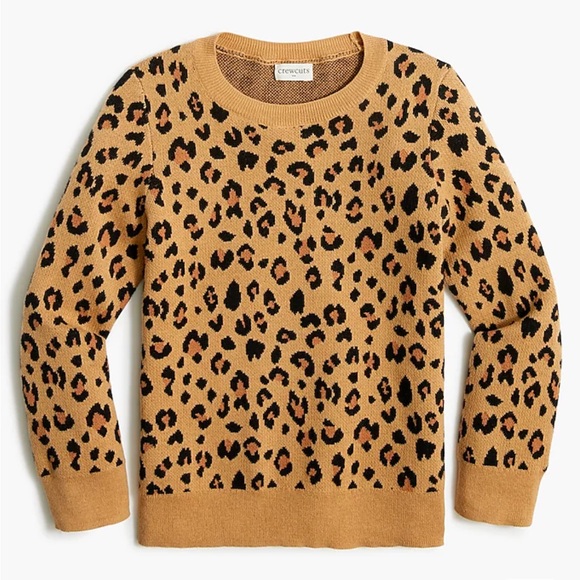 J Crew Factory Girls' leopard cotton sweater - Picture 1 of 5